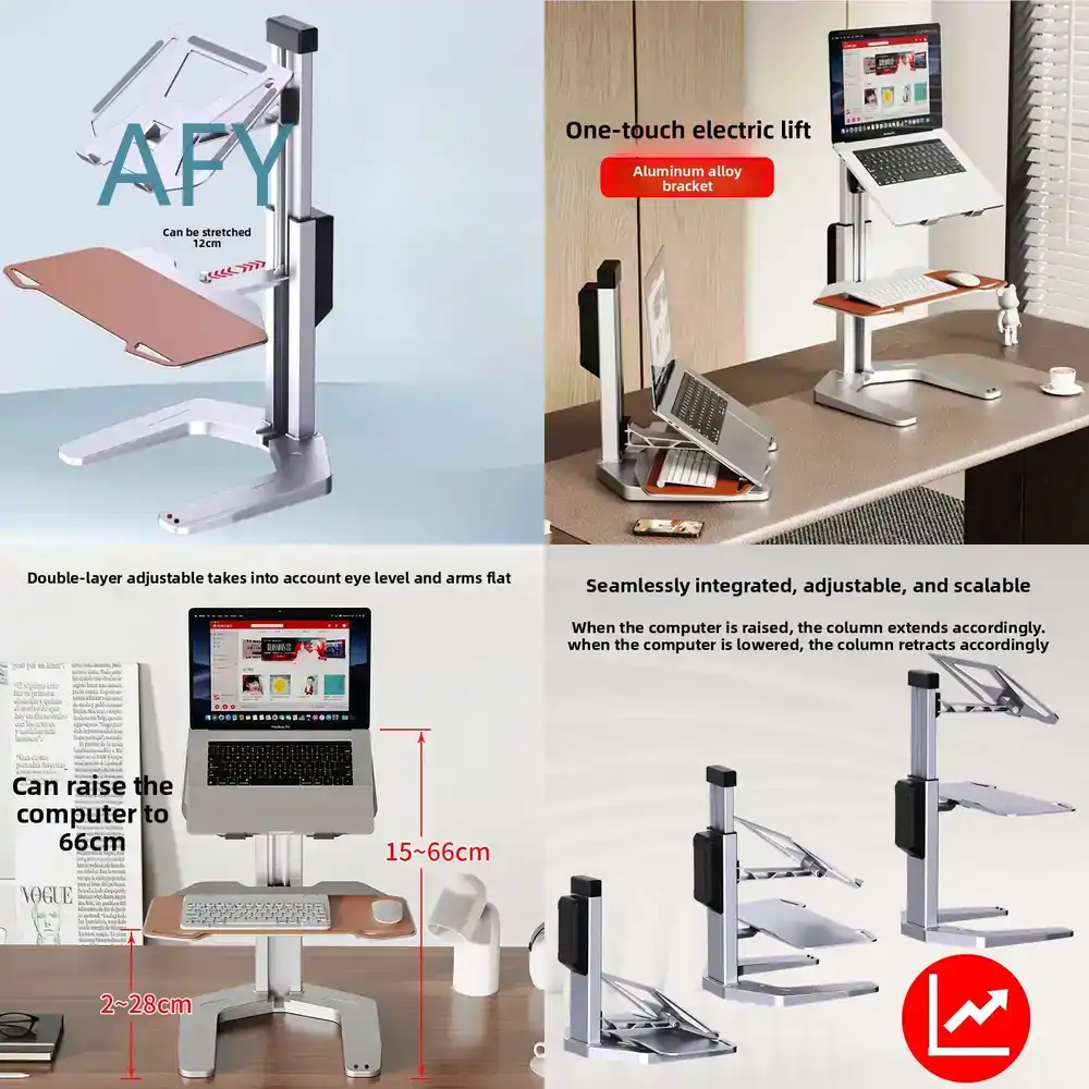 Laptop Stand Bamboo - Electric Height Adjustable Standing Desk Converter