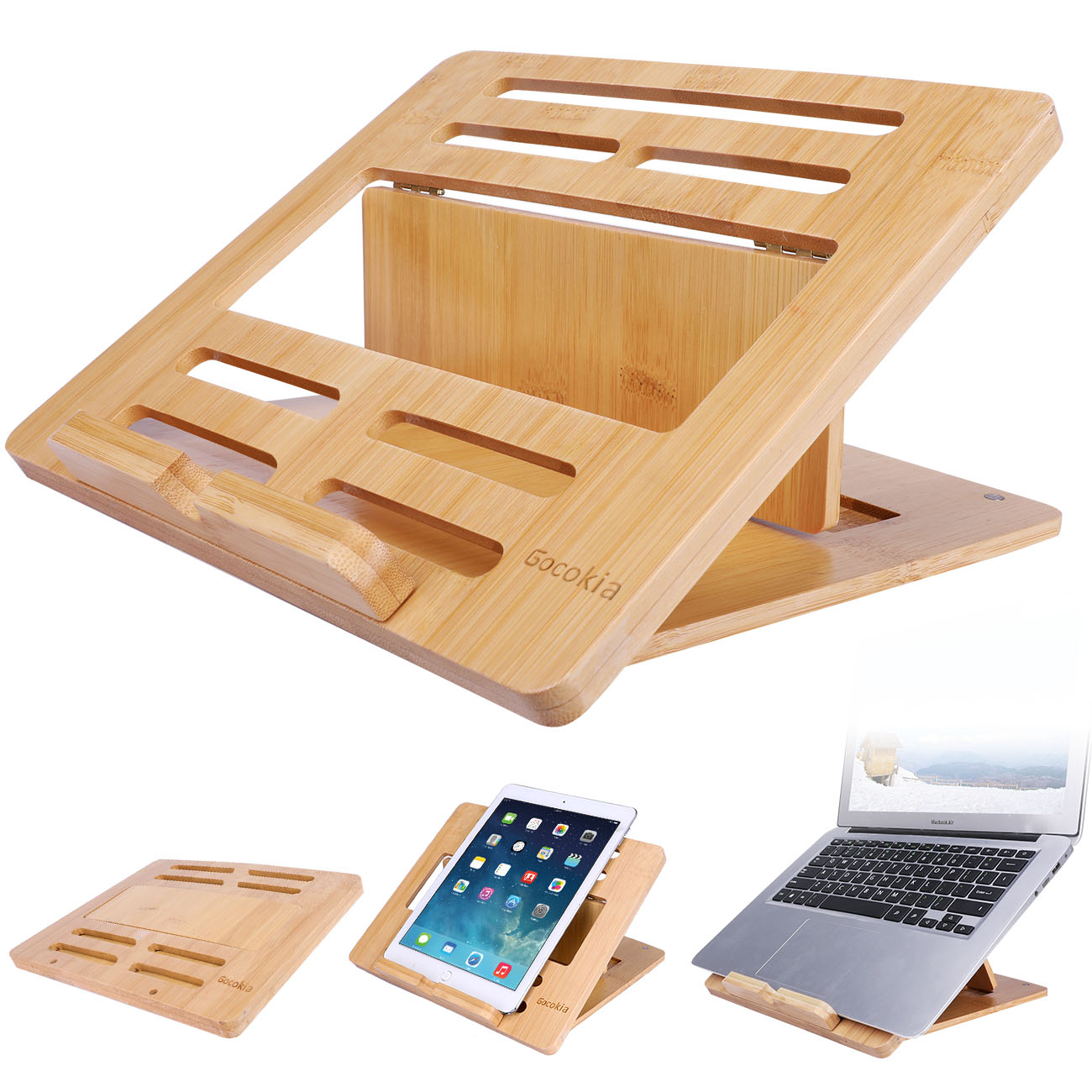 Laptop Stand Bamboo - Bamboo Fodable Laptop Notebook Stand Adjustable