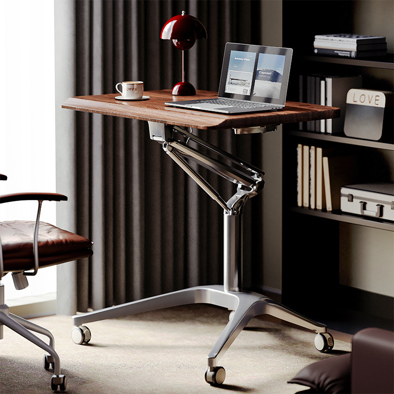 Laptop Stand Bamboo - Pneumatic Standing Desk, Height Adjustable Mobile