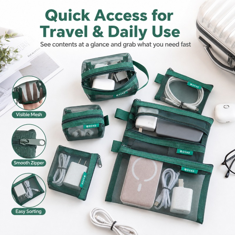 6PCS Portable Mesh Tech Access - Tech Woven Accessories 评论和价格