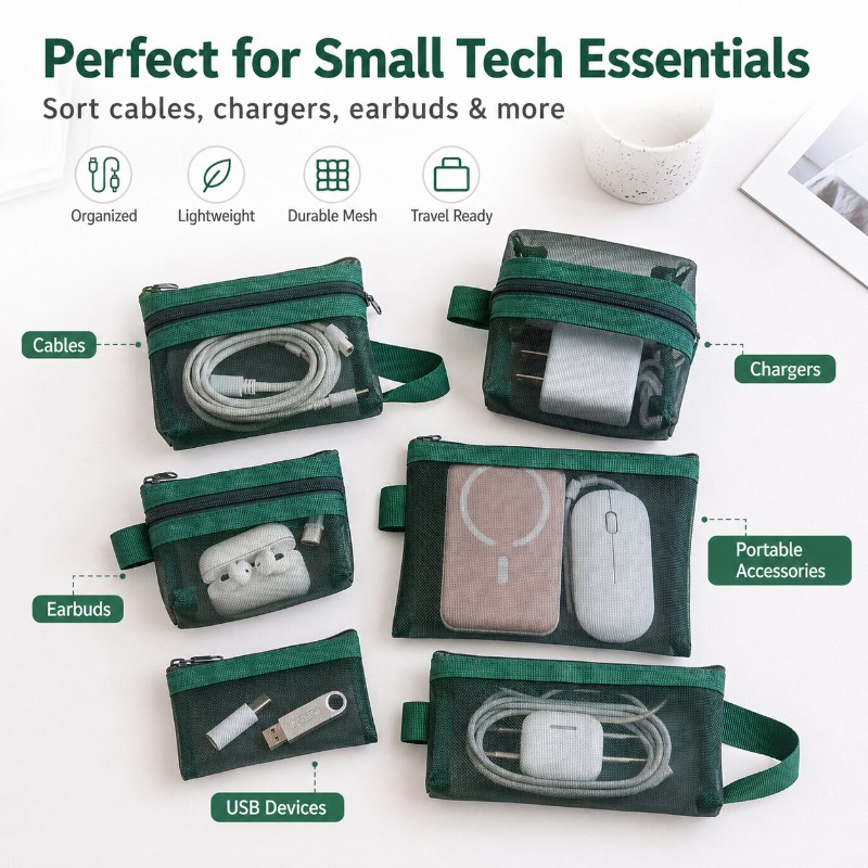 6PCS Portable Mesh Tech Access - Tech Woven Accessories 评论和价格