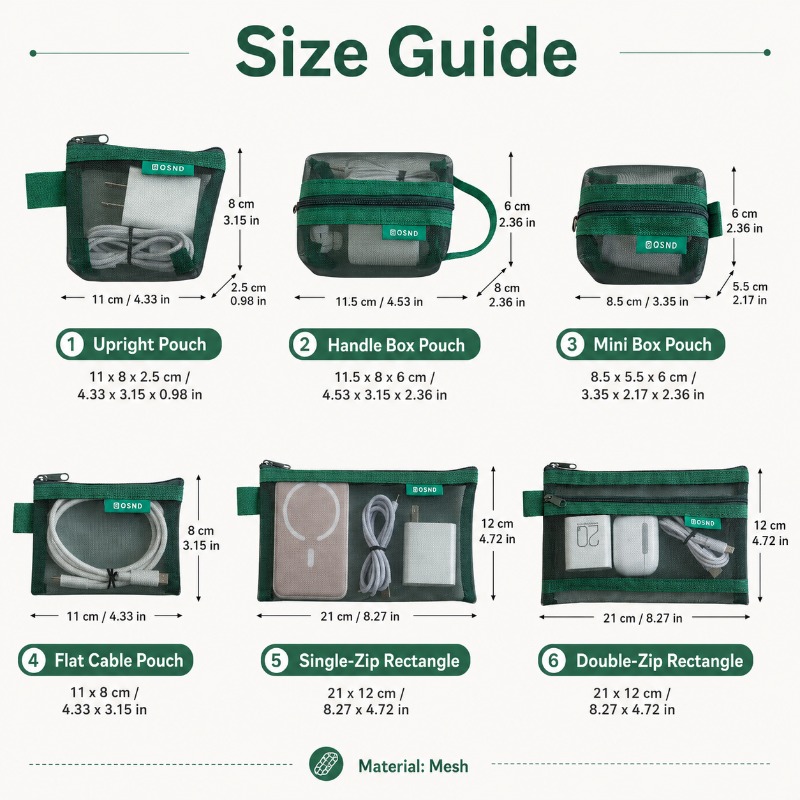 6PCS Mesh Tech Organizer Pouch - Tech Woven Accessories 评论和价格