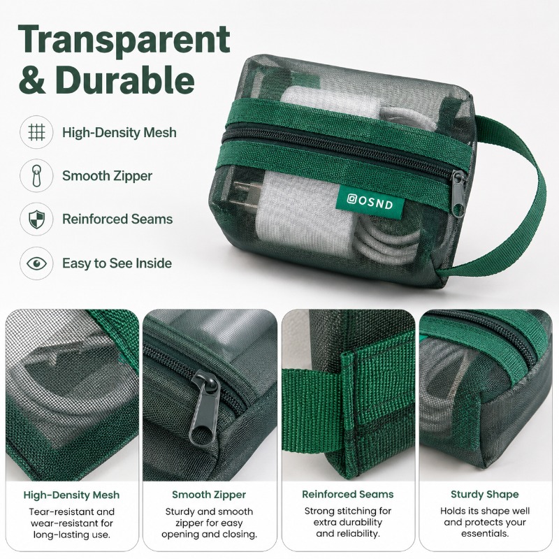 6PCS Mesh Tech Organizer Pouch - Tech Woven Accessories 评论和价格